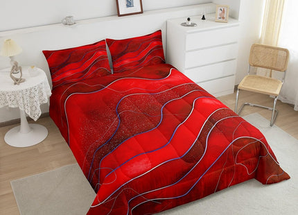 Erosebridal Red Ombre Comforter Set Twin Modern Minimalism Bedding Set, Ocean Marine Wave Bedding Comforters & Sets Coastal Beach Duvet, Abstract Art Quilt Comforter Gold Metallic Gradient Decor 2pcs