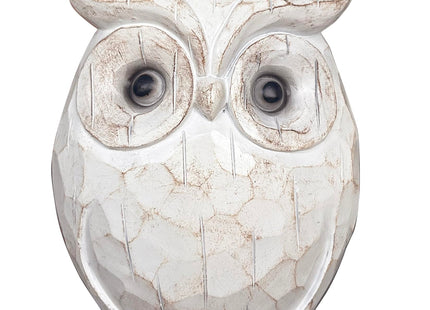 QIAOIDEA Rustic Carved Owl Figurine - Chubby Owl Decor for Home and Office - Shelf, Desktop, Cabinet, Fireplace Mantel