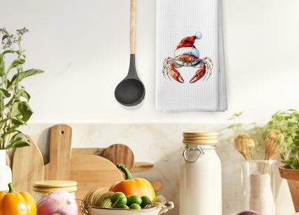 Mcehtle Christmas Coastal Crab Kitchen Towels, Crab Gifts, Christmas Coastal Beach Hand Towel for Bathroom Kitchen Decor, Xmas Ocean Sea Animal Nautical Decorative Tea Towels Dish Towel 16x24 Inch