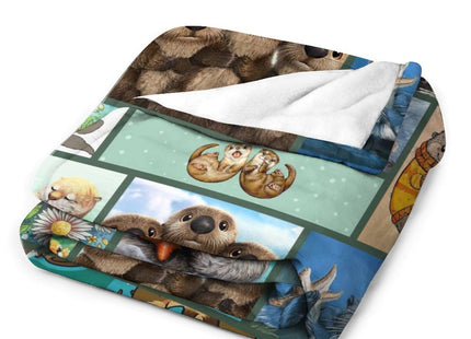 Sea Otter Blanket Otter Gifts for Girls Boys Woman Kids Ocean Throw Blankets Soft Blanket Warm Fleece Flannel Plush Blankets for Bed Sofa Couch 40"x50"