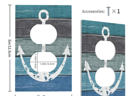 Anchor Sailing Nautical Rustic Style 1 Gang Outlet Plate Covers Decorative Single Duplex Wall Plate Electrical Receptacle Light Switch Cover Art Faceplate Switchplate for Home Living Room Decor