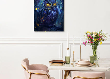 Fantasy Owl Wall Art - Owl Canvas Print Painting, Framed Artwork for Bathroom, Bedroom, Living Room - 12"x16"