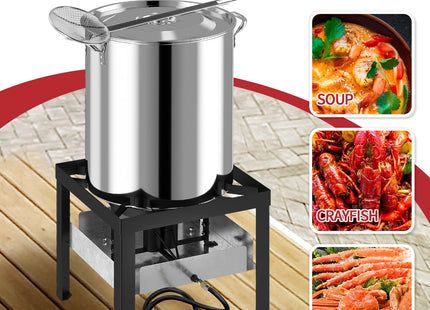 60QT Crawfish Boiler | Stainless Steel Seafood Boil Pot with Basket