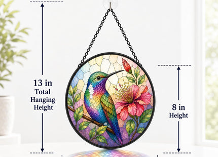 FZYGRAVH Suncatcher, Hummingbird Printed Glass Window Decor