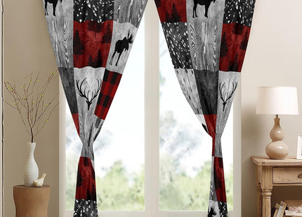 Erosebridal Camo Deer 30%-50% Blackout Curtains for Rustic Cabin,Buffalo Plaid Check Window Drapes Bedroom Decor,Wildlife Moose Elk Deer Antlers Curtain,Geometric Stripe Patchwork 2 Panels Curtain