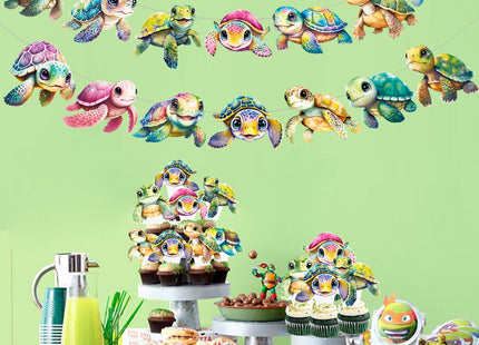 Sea Turtle Banners Turtle Birthday Party Decorations Ocean Animals Turtle Cutout Banners Baby Turtles Party Decorations for Under The Sea Baby Shower Supplies