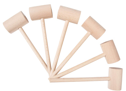 6Pcs Wooden Hammers, Natural Hardwood Crab Lobster Seafood Mallets