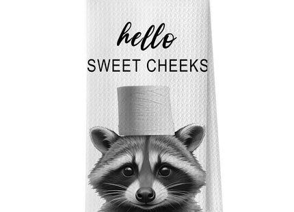 BlissfulAbon Raccoon Gifts Hand Towels - Funny Raccoon Gifts Decorative Waffle Weave Towels for Bathroom, Raccoon Bathroom Decor, 16×24 Inches