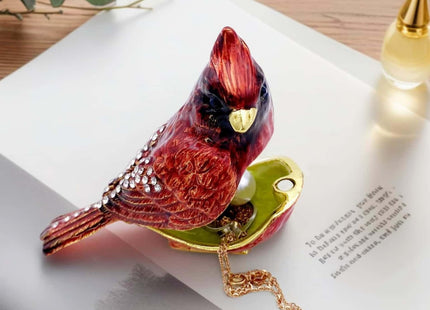 JWT Astyle Luxury Red Cardinal Bird Jewelry Trinket Box Cardinal Gifts
