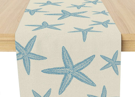 Blue Starfish Table Runner,Nautical Beach Table Runner Decor for Dinning Room Kitchen Summer Ocean Sea Decorations for Holiday Party, Housewarming Gifts for Women Friends Couple, 13X72Inches