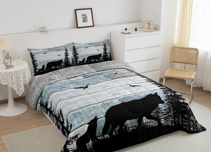Erosebridal Rustic Twin Comforter Set for Boys Bedding,Forest Wolf Bedding Set for Adults Teens Girls,Farmhouse Woodland Animal Cabin Down Comforter Lodge Hunting Quilt Insert with 2 Pillow Cases