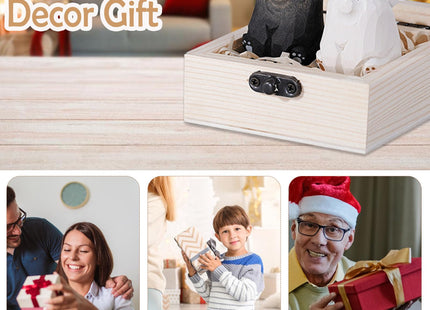 COVRA 2-Pack Handmade Carved Wooden Bear Figurines, 1.4" Sitting Bear Statues, Solid Wood Mini Decor for Bedroom, Office, Playroom, Art Carving Ornament, Gift Idea (Black Bear)