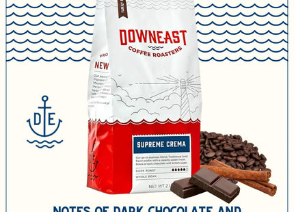 Downeast Coffee Roasters Whole Bean Coffee - Supreme Crema Espresso - Select Central and South American Highlands (2 lb Bag)