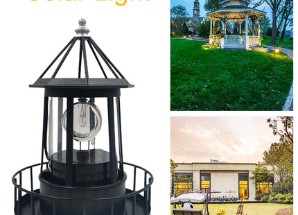 PXRJE Solar Lighthouse，LED Solar Powered Lighthouse, 360 Degree Rotating Lamp,Solar Powered Waterproof Lawn Lights,IP65 Waterproof LED Solar Lighthouse Garden Yard Outdoor Decor(Black)