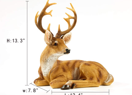 JHVYF 13" H Resin Buck Statue Home Office Decor Animal Figurine Deer Decorations Lawn Decor Housewarming Gift Garden Sculpture