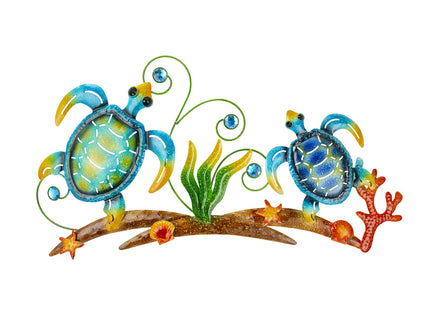 dreamskip 27" Sea Turtles Metal Beach Wall Decor Art, Coastal Ocean Style Wall Sculpture, Nautical Outdoor Decor For Garden, Pool, Fence, Patio, Bathroom Indoor