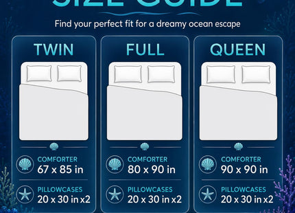 AILONEN Sea Turtle Comforter Set Twin Size, Ocean Theme Bedding Coral Jellyfish 3 Pieces Printed Comforter Set for Boys Girls Bed in a Bag,Evening Starry Moon Turtle Quilt with 2 Pillowcases