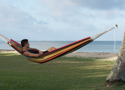 BYER OF MAINE Barbados Hammock, Authentic Brazilian, Rainbow, Recycled Cotton/Polyester Blend, 134" L x 58" W, Holds up to 330lbs