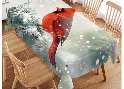 Swono Cardinal Bird Tablecloth Winter Cardinal Bird Red Rectangle Table Cloth Washable Plaid Table Cover for Kitchen Holiday Dinner, 52x 70 Inch Tablecloth