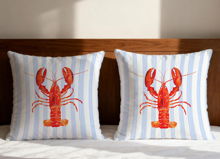 awdschkj Coastal Beach Red Lobster Pillow Covers 18x18, Preppy Beach Room Decor, New England Red Lobster Nautical Coastal Decorative Throw Pillow Covers for Home Bedroom Living Room, Set of 2