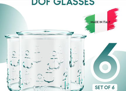 Amici Home – Anchor Anchor DOF Glass - 12 Oz - Green, Set of 6