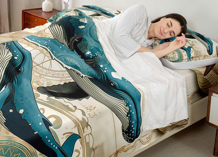 Erosebridal Ocean Whale Sheet Set Kids Boys Girls Nautical Bedding Children Coastal Sea Animal Bed Sheet Set,Soft Home Cozy Microfiber Bed Set-3pcs (1 Fitted +1 Flat+1 Pillowcases),Twin,Teal Brown