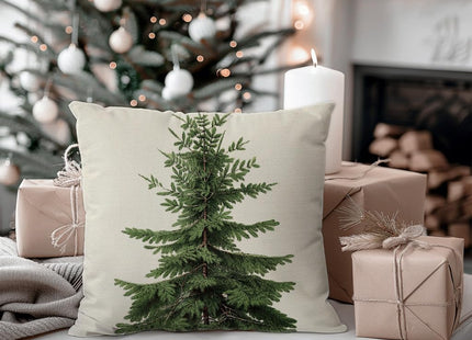 HERHOME Christmas Tree Pillow Covers 18x18 Inch Green Pine Tree Natural