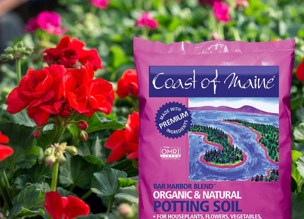 Coast of Maine Organic & Natural Bar Harbor Blend Potting Soil - Organic Soil w/Perlite for Enhanced Drainage & Aeration - for Flowers, Herbs & Veggies, Floral Baskets & Container Gardening (8 QT)