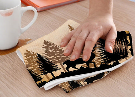 XFN 3 Pcs Wild Animal Deer Moose Bear Forest Camping Kitchen Towels