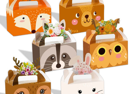 Tevxj 24 Pack Woodland Party Favor Boxes, Woodland Animals Theme Treat Bags