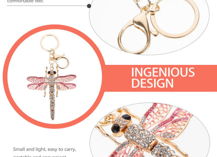 Amosfun Dragonfly Keychain Sparkling Rhinestone Dragonfly Keychain Pendant