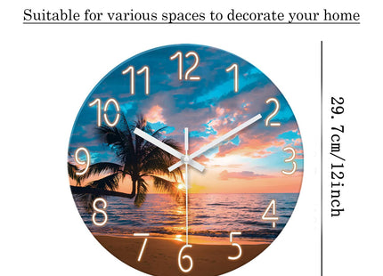 XFM Beach Wall Clocks Battery Operated 12 Inch Sunset Nautical