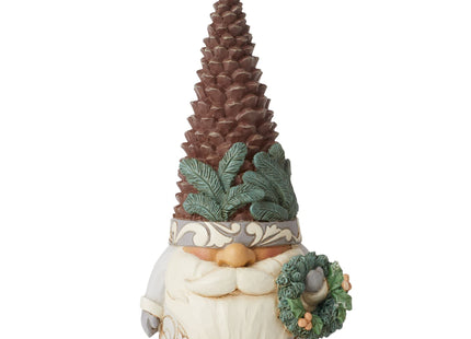 Enesco Jim Shore Heartwood Creek White Woodland Gnome Pinecone Hat Figurine, 6 Inch, Multicolor
