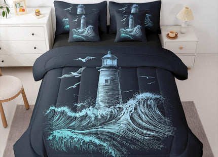 Erosebridal Boys Nautical Comforter Set Men Lighthouse Bed in a Bag Queen