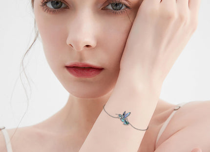 AXOMY Hummingbird Bracelet 925 Sterling Silver Abalone Shell Humming Bird Bracelets Hummingbird Jewelry Gifts for Women Mom Hummingbirds Lovers