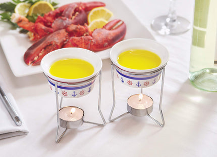 Nantucket Seafood Ceramic Butter Warmers, Nautical Design, Set of 2