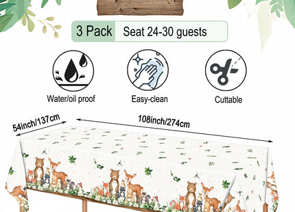 Woodland Baby Shower Decorations 3 Pack Woodland Tablecloth 54 X 108 Inch