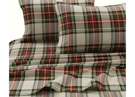 Tribeca Living Queen Deep Pocket Flannel Sheet Set, Plaid Moose