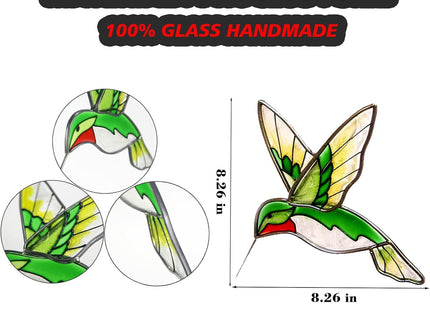 Hummingbird Stained Glass Suncatcher, Ruby-Throated Window Hanging
