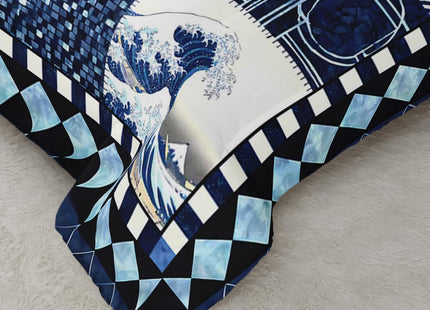 AILONEN Blue Nautical Patchwork Twin Bedding Set 3 Piece, 1 Comforter + 2 Pillowcases, Indigo Waves Sailboat Blocks for Dorm Loft Single Bed Youth Decor