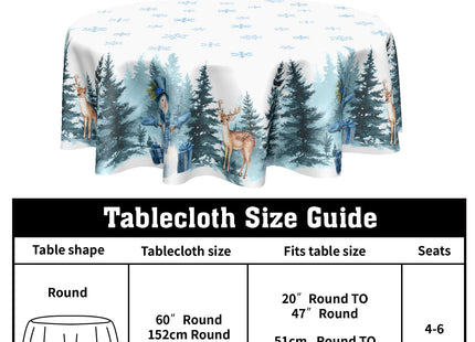 ABSOP Blue Winter Round Tablecloth Christmas Snowflake Pattern 60 Inch