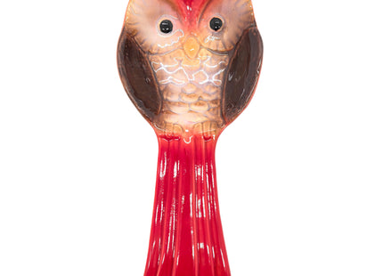 BOHK Ceramic Spoon Rest Ladle Holder for Spatula Tongs Kitchen Counter Utensil(Red Owl)