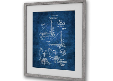 GnosisCollageArt Sailing Decor Gift Sailboat Blueprint Wall Art Set of 4 Unframed Prints