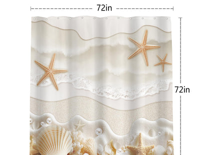 Starfish Beach Coastal Ocean Beige White Bathroom Shower Curtain Set