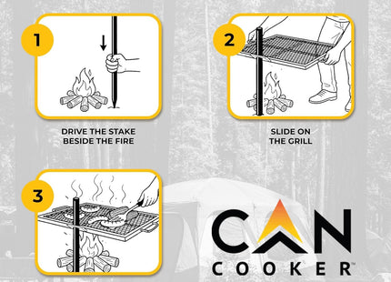GameMaker Open Fire Cooking Griddle | Adjustable Height Campfire Skillet