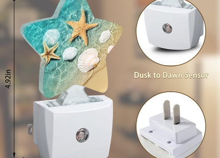 Losthll Starfish Shell Beach Night Light Plug-in Dusk to Dawn Smart Sensor White Led Nightlight for Bedroom Bathroom Kitchen Hallway Stairs Energy Efficient Decor Desk Lamp