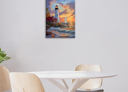 Lighthouse Canvas Wall Art Coastal Beach Modern ArtWork 12" x 16"