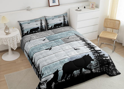 Erosebridal Rustic Twin Comforter Set for Boys Bedding,Forest Wolf Bedding Set for Adults Teens Girls,Farmhouse Woodland Animal Cabin Down Comforter Lodge Hunting Quilt Insert with 2 Pillow Cases