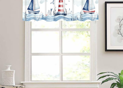Nautical Lighthouse Valance Curtains,Rod Pocket Valances for Windows,Small Window Treatment Valances for Kitchen,Living Room,Bedroom,Bathroom,Home Decor,18x54 Inch,1 Panel,Sea Ocean Sailboat