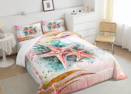 Erosebridal Ocean Theme Comforter Set, Girly 3D Starfish Bedding Comforter Sets, Girls Cherry Blossom Flowers Bedding Set, Kids Marine Life Duvet Insert, Japanese Style Quilted Duvet, Twin
